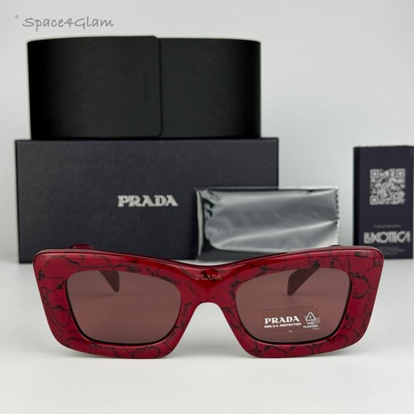 NEW Prada PR13ZS 15D08S Etruscan Marble Red Violet Cat Eye Unisex Sunglasses - Picture 3 of 13